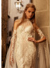 Halter Neck Ivory Lace Tulle Wedding Dress With Detachable Sleeve